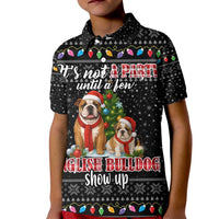 English Bulldog Show Up Christmas Kid Polo Shirt Funny Xmas Holiday Patterns - Wonder Print Shop
