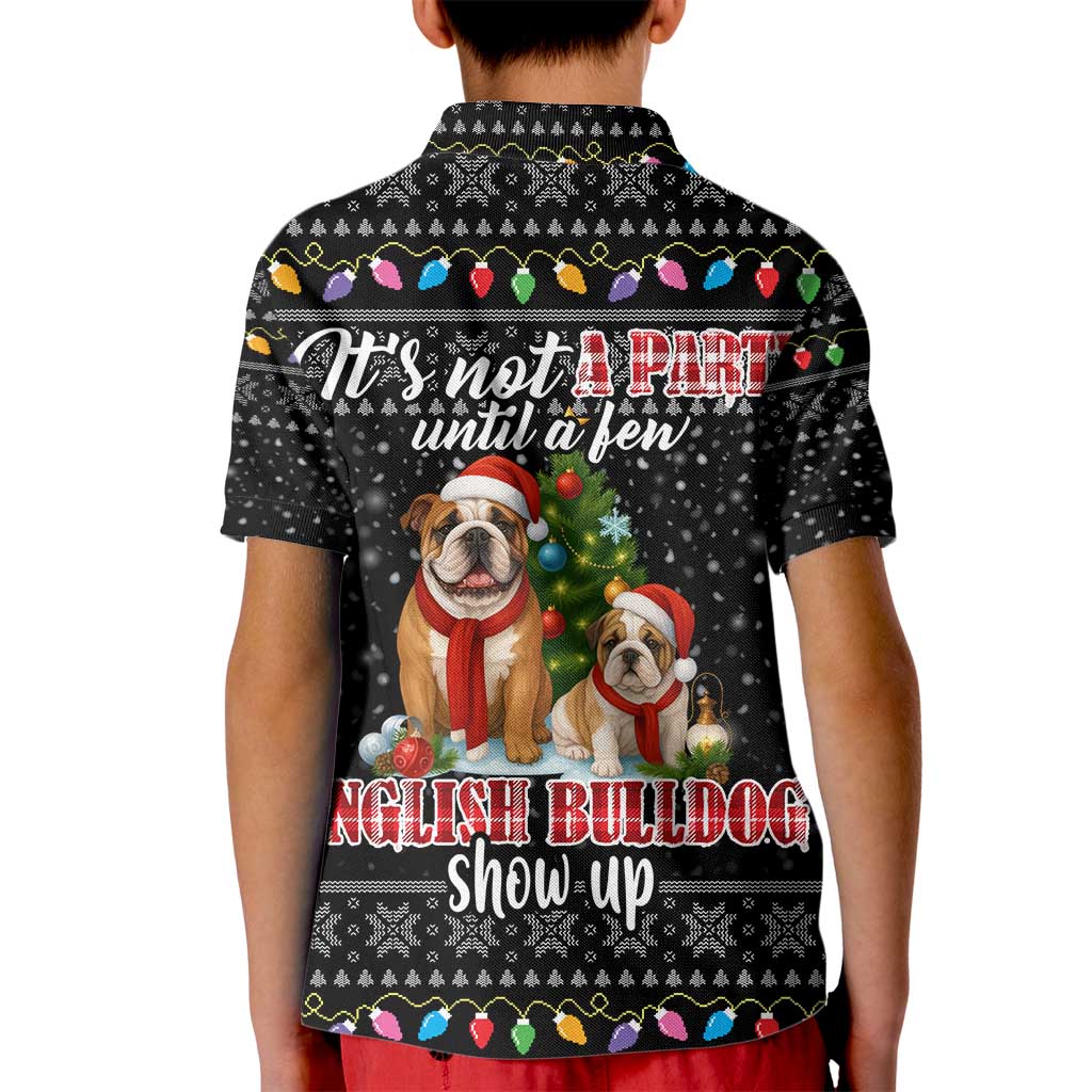 English Bulldog Show Up Christmas Kid Polo Shirt Funny Xmas Holiday Patterns - Wonder Print Shop