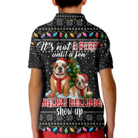 English Bulldog Show Up Christmas Kid Polo Shirt Funny Xmas Holiday Patterns - Wonder Print Shop