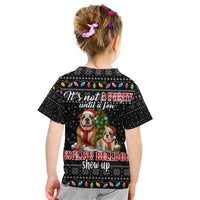 English Bulldog Show Up Christmas Kid T Shirt Funny Xmas Holiday Patterns - Wonder Print Shop