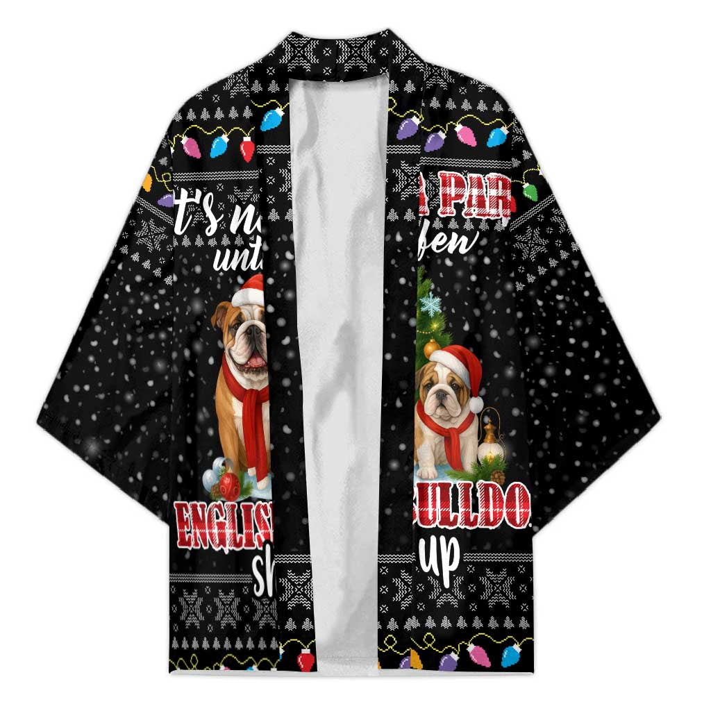 English Bulldog Show Up Christmas Kimono Funny Xmas Holiday Patterns - Wonder Print Shop
