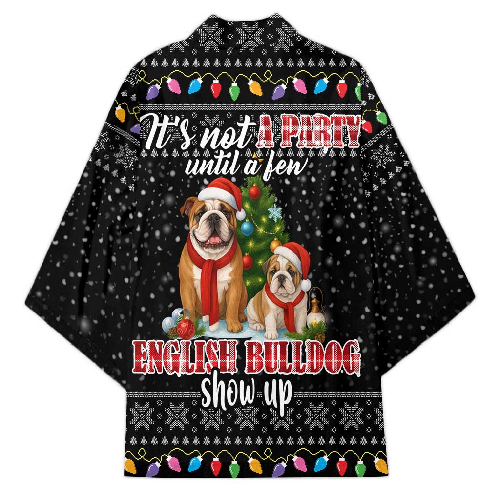 English Bulldog Show Up Christmas Kimono Funny Xmas Holiday Patterns - Wonder Print Shop