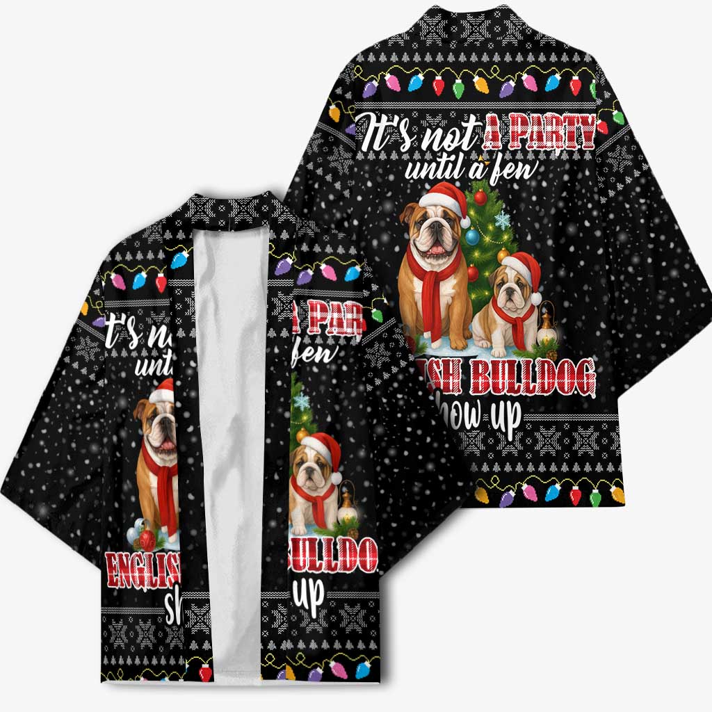 English Bulldog Show Up Christmas Kimono Funny Xmas Holiday Patterns - Wonder Print Shop