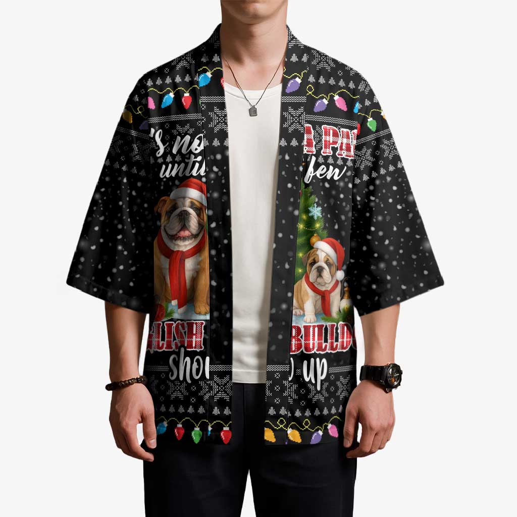 English Bulldog Show Up Christmas Kimono Funny Xmas Holiday Patterns - Wonder Print Shop