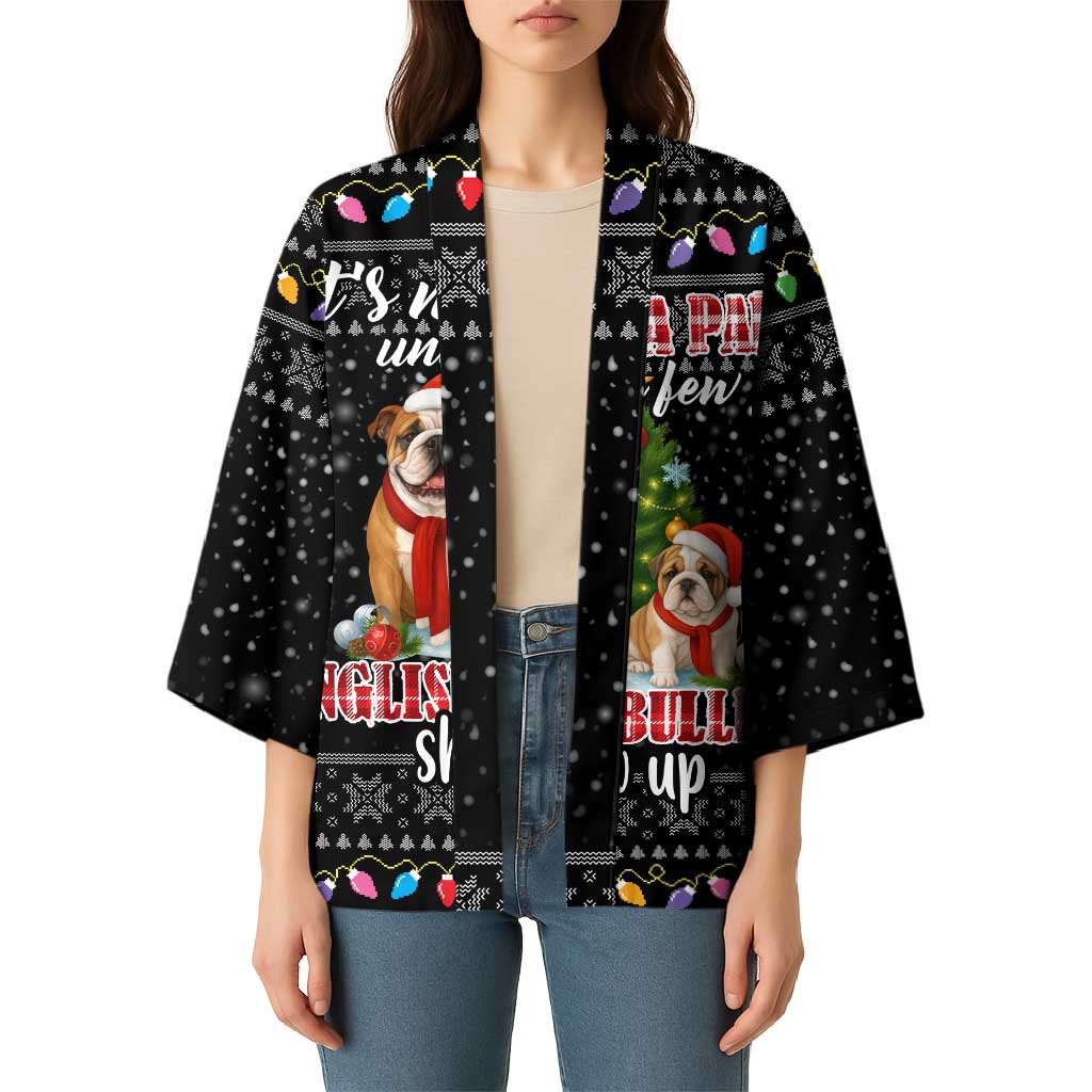 English Bulldog Show Up Christmas Kimono Funny Xmas Holiday Patterns - Wonder Print Shop