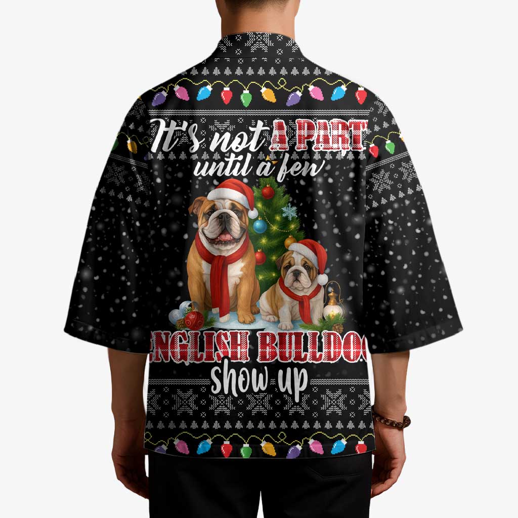 English Bulldog Show Up Christmas Kimono Funny Xmas Holiday Patterns - Wonder Print Shop