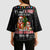 English Bulldog Show Up Christmas Kimono Sleeve Blouse Funny Xmas Holiday Patterns - Wonder Print Shop