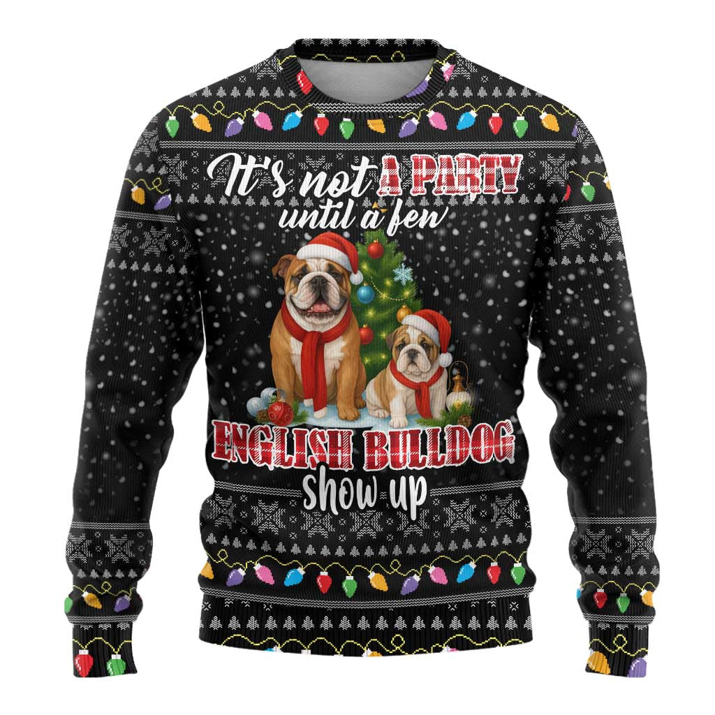 English Bulldog Show Up Christmas Ugly Christmas Sweater Funny Xmas Holiday Patterns - Wonder Print Shop