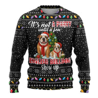 English Bulldog Show Up Christmas Ugly Christmas Sweater Funny Xmas Holiday Patterns - Wonder Print Shop