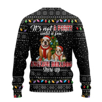 English Bulldog Show Up Christmas Ugly Christmas Sweater Funny Xmas Holiday Patterns - Wonder Print Shop