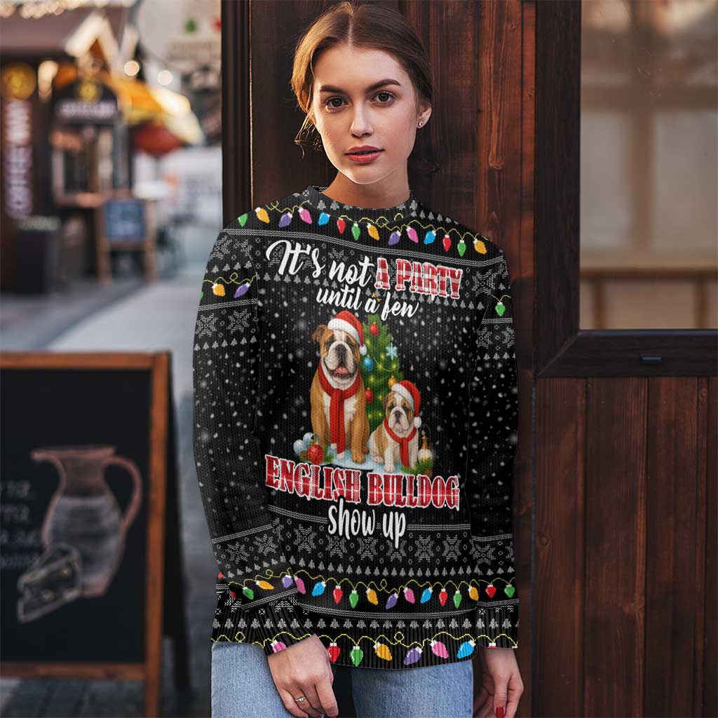 English Bulldog Show Up Christmas Ugly Christmas Sweater Funny Xmas Holiday Patterns - Wonder Print Shop