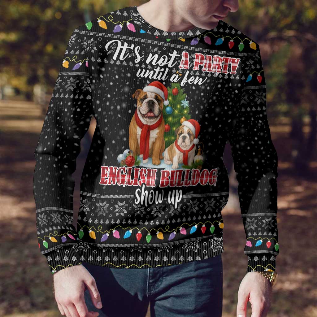 English Bulldog Show Up Christmas Ugly Christmas Sweater Funny Xmas Holiday Patterns - Wonder Print Shop