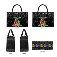 English Bulldog Show Up Christmas Leather Bag Funny Xmas Holiday Patterns - Wonder Print Shop