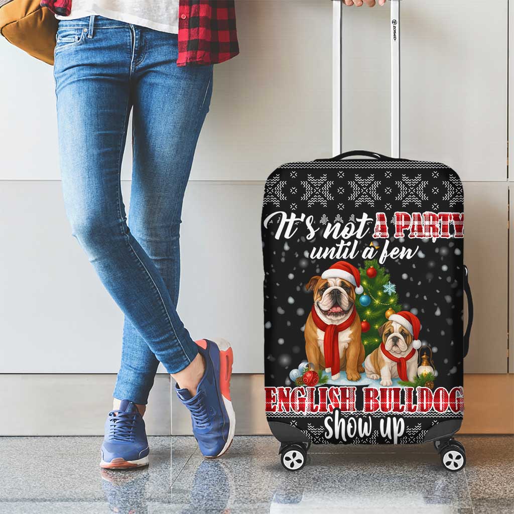 English Bulldog Show Up Christmas Luggage Cover Funny Xmas Holiday Patterns - Wonder Print Shop