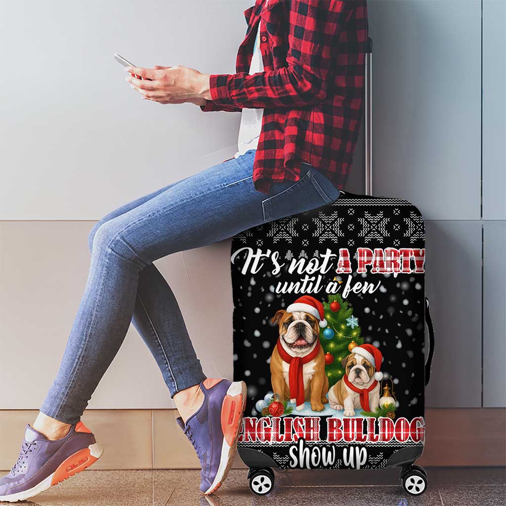 English Bulldog Show Up Christmas Luggage Cover Funny Xmas Holiday Patterns - Wonder Print Shop