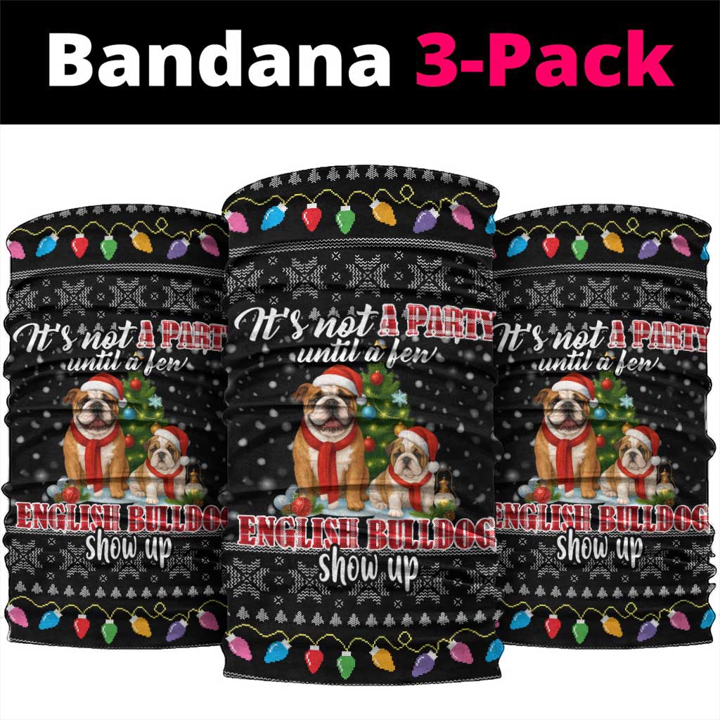 English Bulldog Show Up Christmas Neck Gaiter Funny Xmas Holiday Patterns - Wonder Print Shop