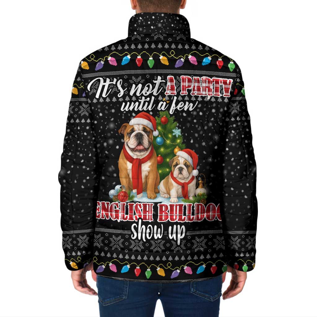 English Bulldog Show Up Christmas Padded Jacket Funny Xmas Holiday Patterns - Wonder Print Shop