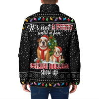 English Bulldog Show Up Christmas Padded Jacket Funny Xmas Holiday Patterns - Wonder Print Shop