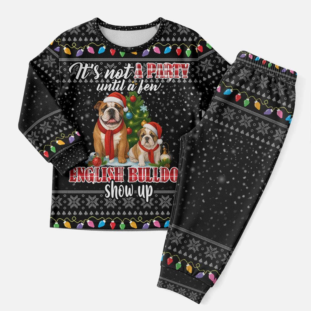 English Bulldog Show Up Christmas Pajama Set Funny Xmas Holiday Patterns - Wonder Print Shop