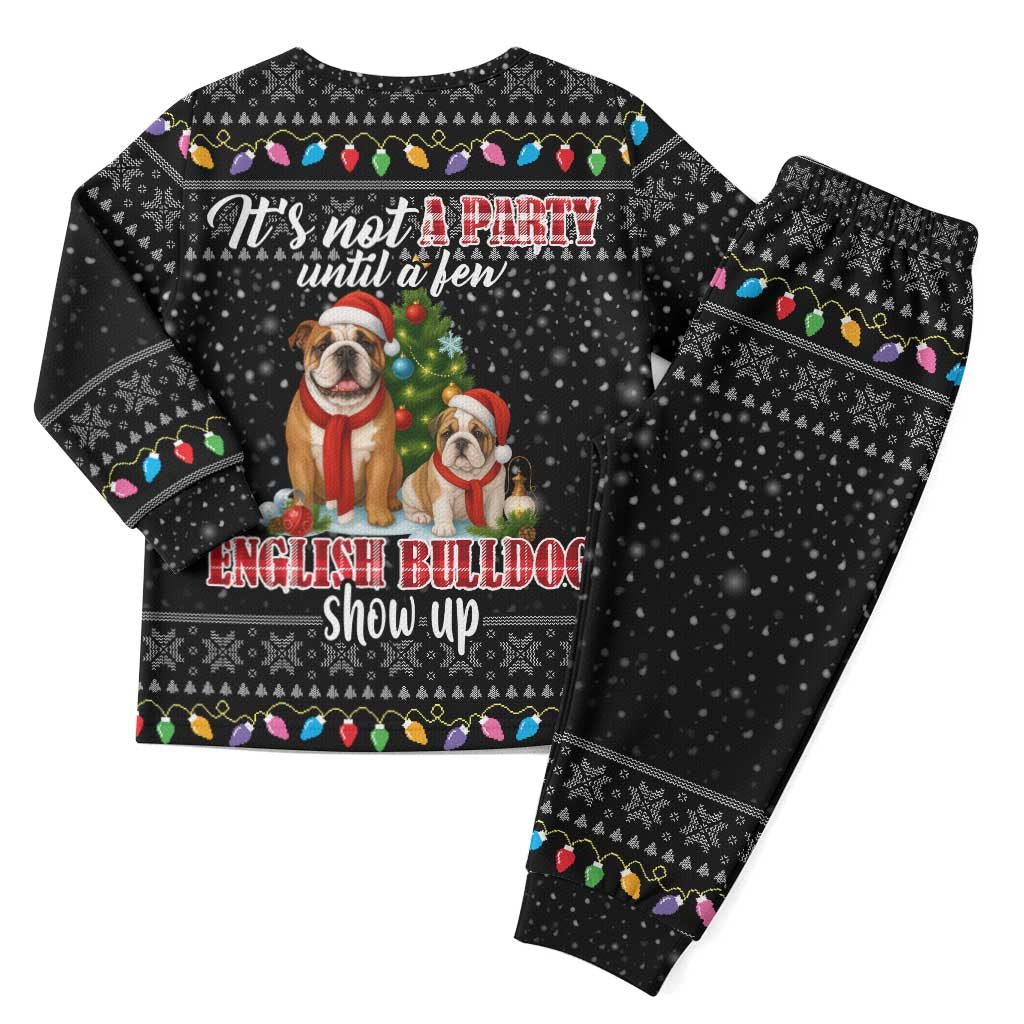 English Bulldog Show Up Christmas Pajama Set Funny Xmas Holiday Patterns - Wonder Print Shop