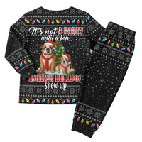 English Bulldog Show Up Christmas Pajama Set Funny Xmas Holiday Patterns - Wonder Print Shop