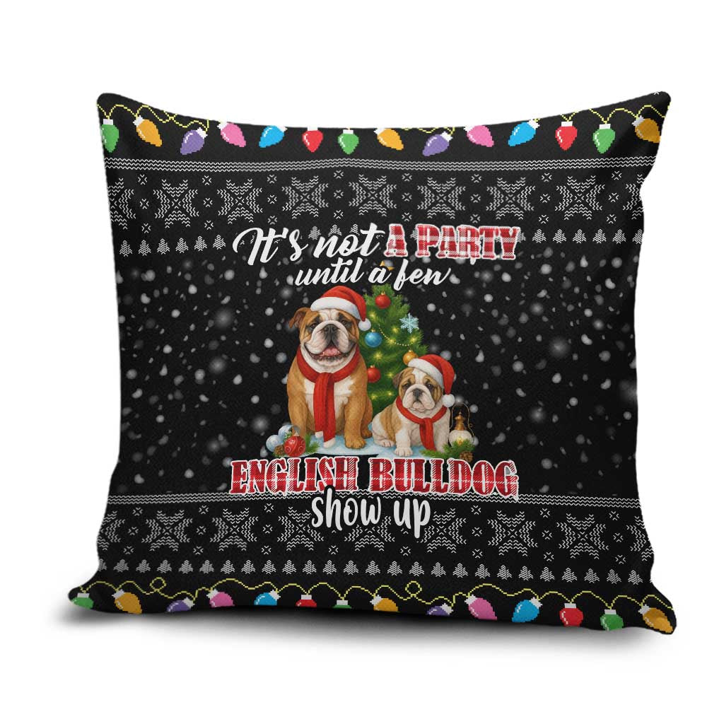 English Bulldog Show Up Christmas Pillow Cover Funny Xmas Holiday Patterns - Wonder Print Shop