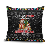 English Bulldog Show Up Christmas Pillow Cover Funny Xmas Holiday Patterns - Wonder Print Shop