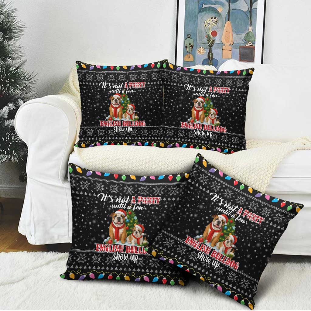 English Bulldog Show Up Christmas Pillow Cover Funny Xmas Holiday Patterns - Wonder Print Shop