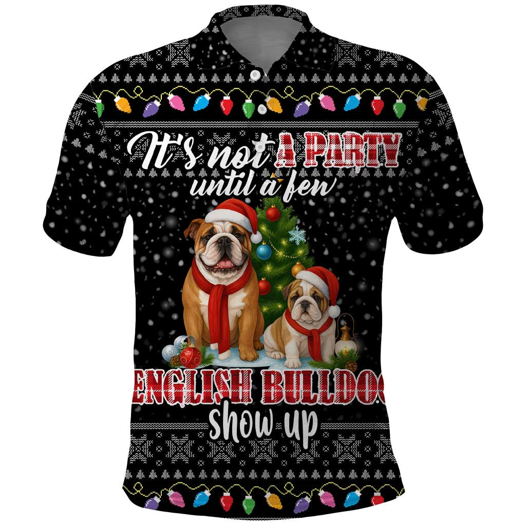 English Bulldog Show Up Christmas Polo Shirt Funny Xmas Holiday Patterns - Wonder Print Shop
