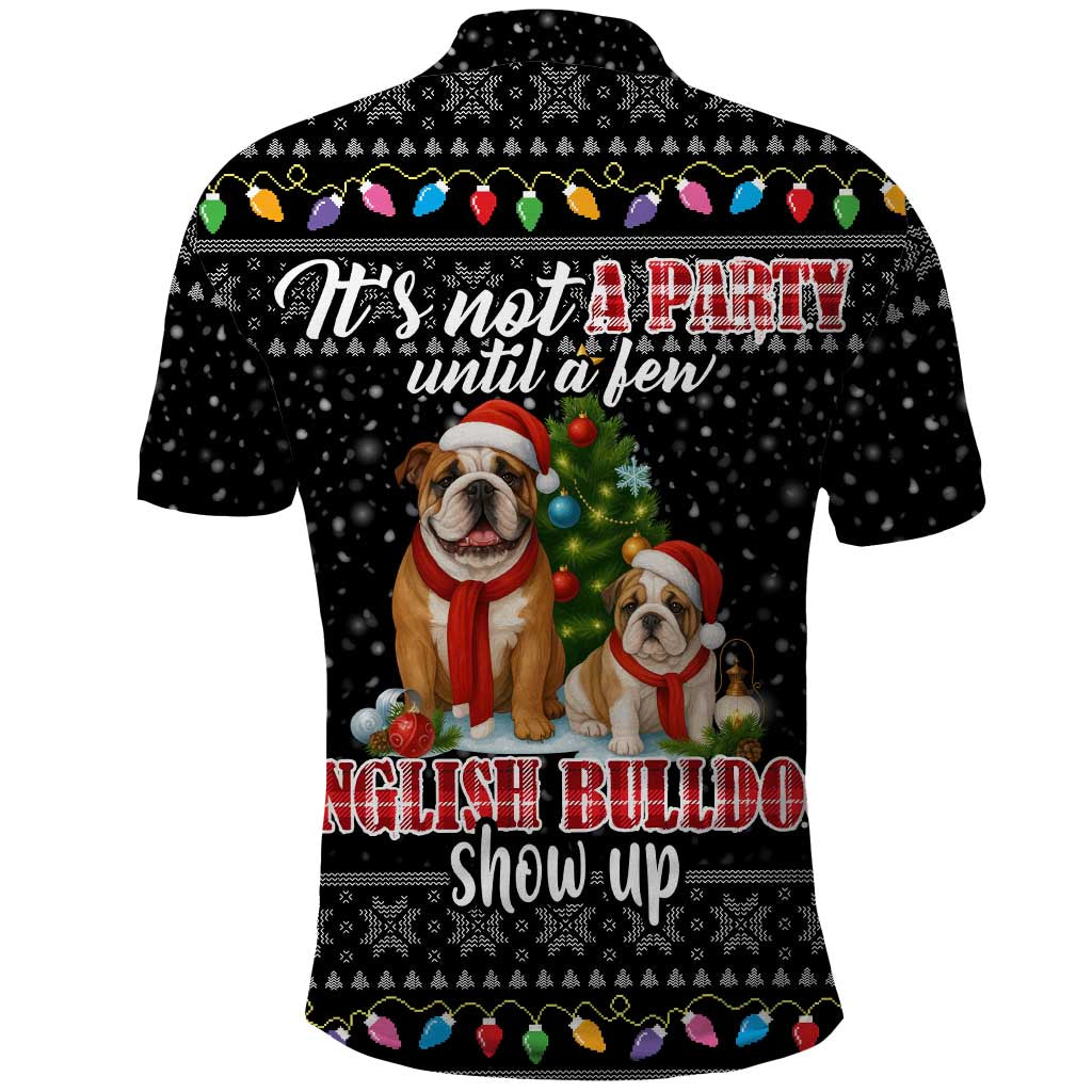 English Bulldog Show Up Christmas Polo Shirt Funny Xmas Holiday Patterns - Wonder Print Shop