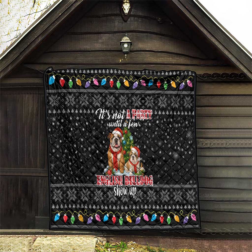 English Bulldog Show Up Christmas Quilt Funny Xmas Holiday Patterns - Wonder Print Shop
