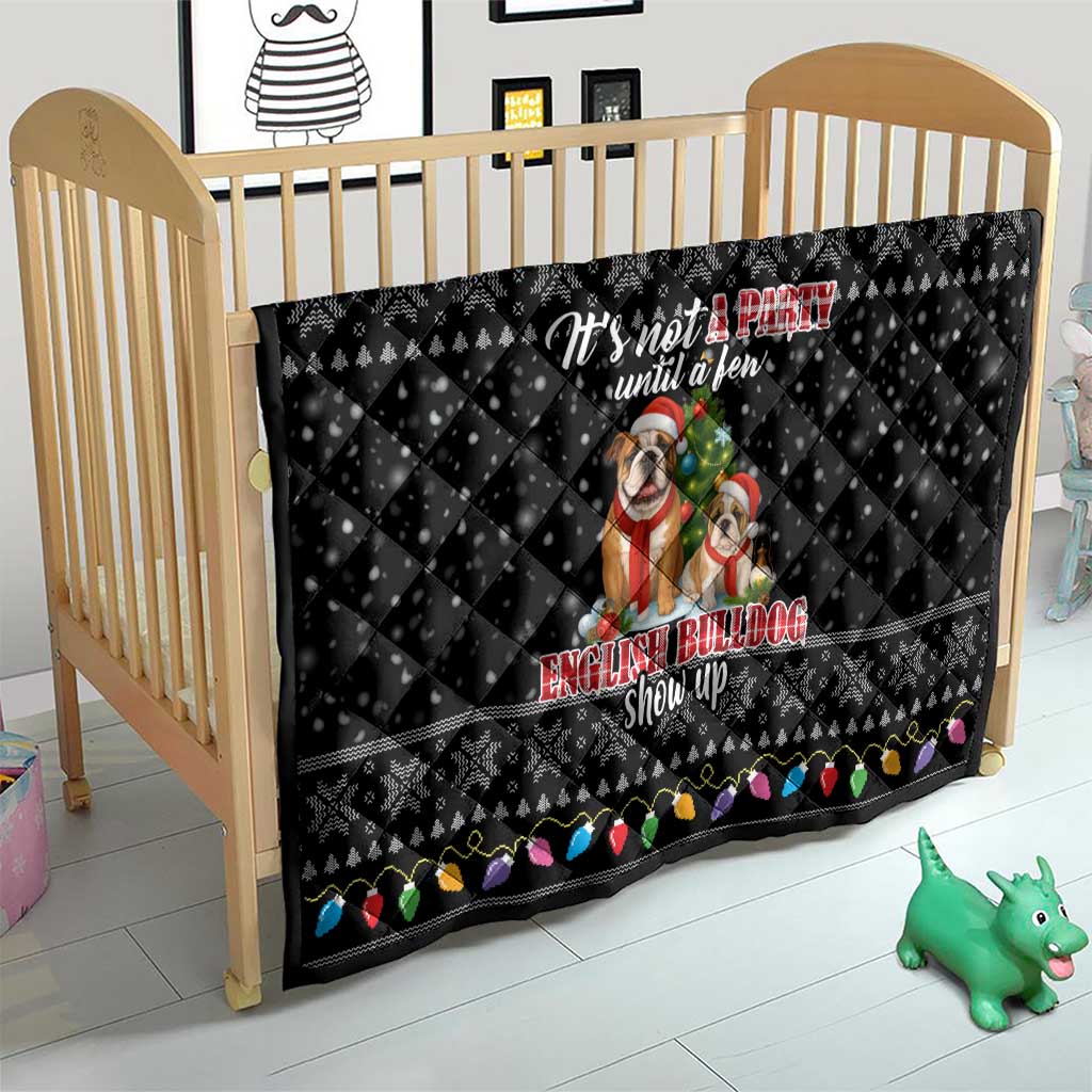 English Bulldog Show Up Christmas Quilt Funny Xmas Holiday Patterns - Wonder Print Shop