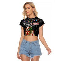 English Bulldog Show Up Christmas Raglan Cropped T Shirt Funny Xmas Holiday Patterns - Wonder Print Shop