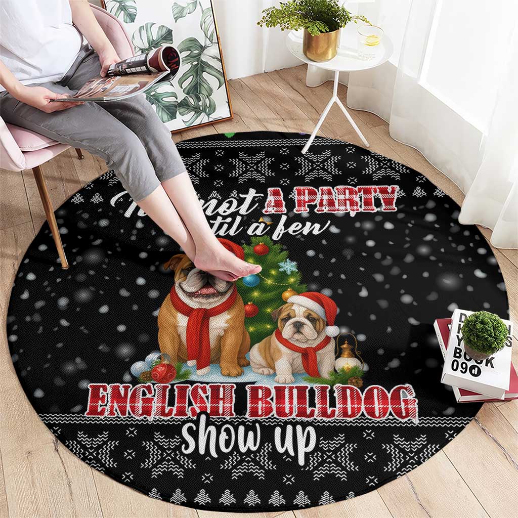 English Bulldog Show Up Christmas Round Carpet Funny Xmas Holiday Patterns - Wonder Print Shop