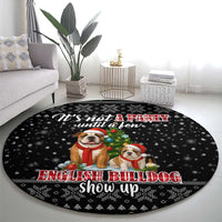 English Bulldog Show Up Christmas Round Carpet Funny Xmas Holiday Patterns - Wonder Print Shop
