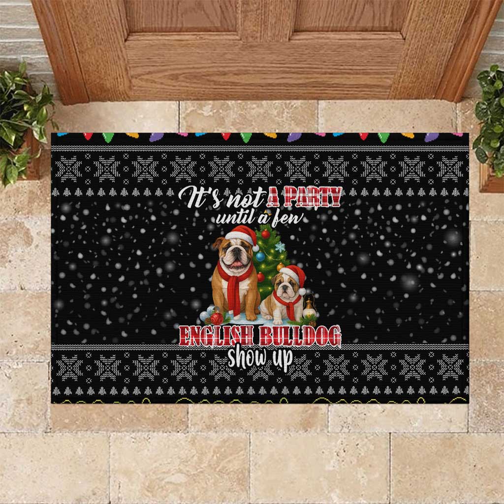 English Bulldog Show Up Christmas Rubber Doormat Funny Xmas Holiday Patterns - Wonder Print Shop