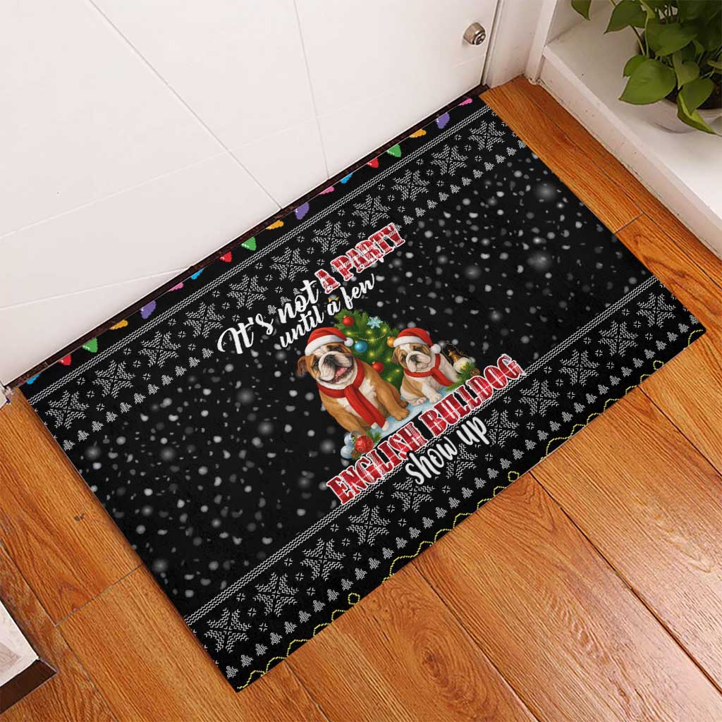 English Bulldog Show Up Christmas Rubber Doormat Funny Xmas Holiday Patterns - Wonder Print Shop