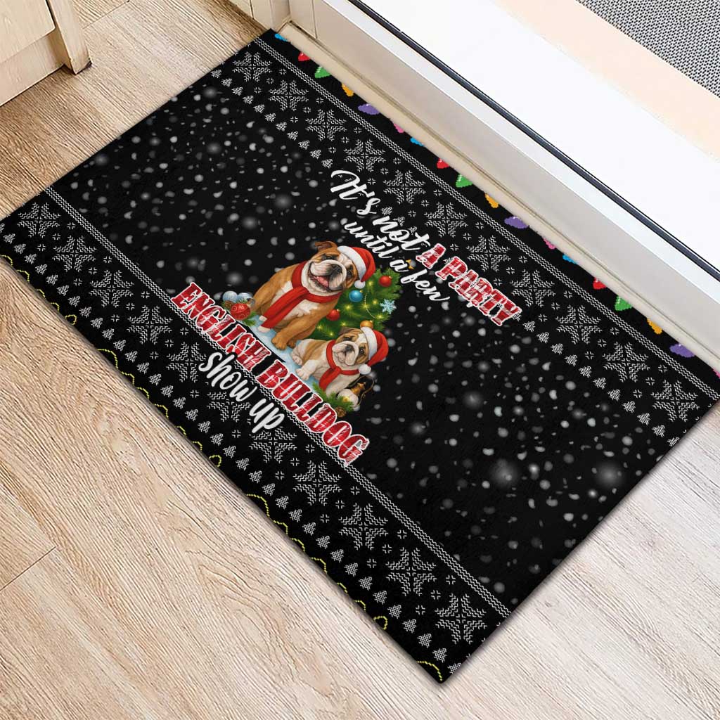 English Bulldog Show Up Christmas Rubber Doormat Funny Xmas Holiday Patterns - Wonder Print Shop