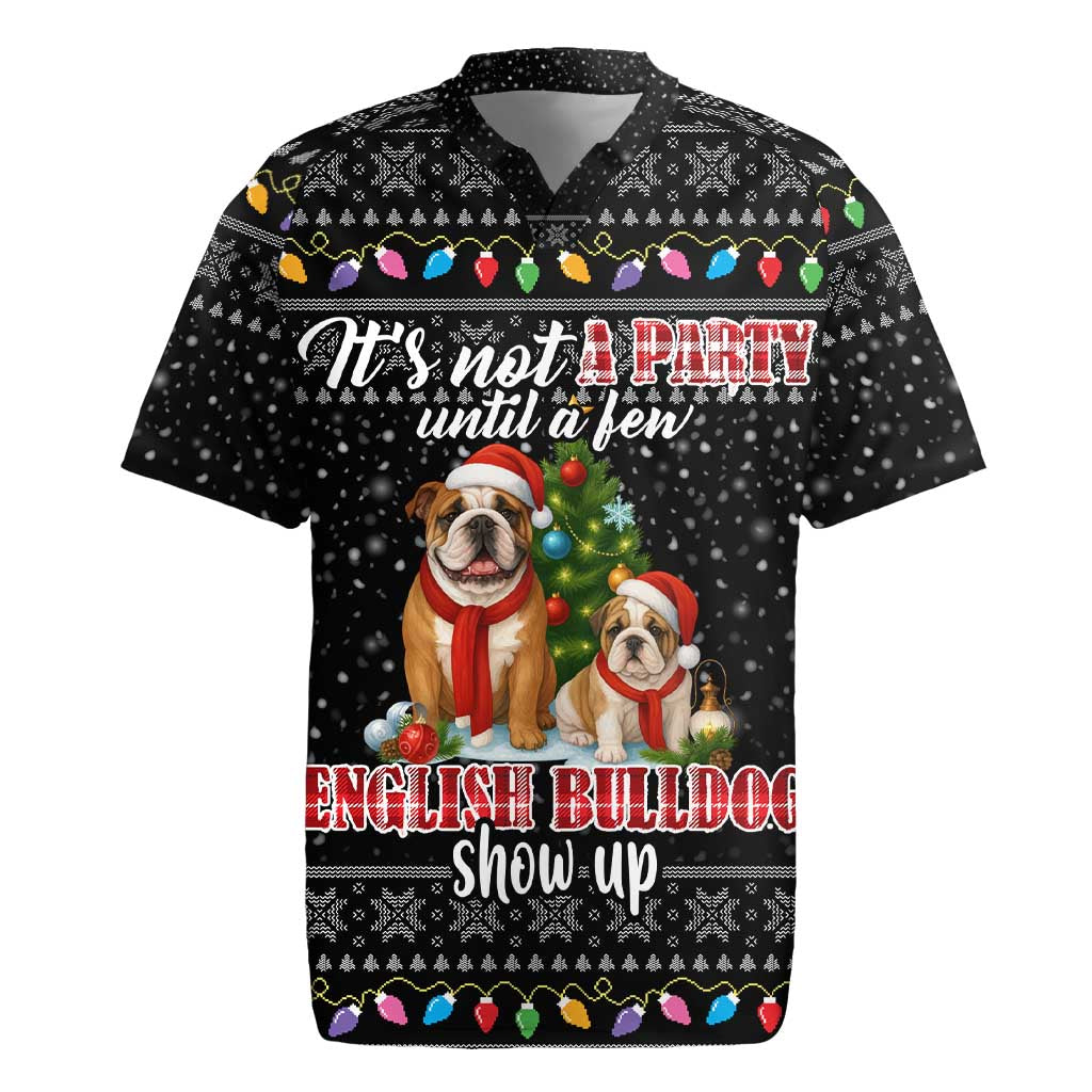 English Bulldog Show Up Christmas Rugby Jersey Funny Xmas Holiday Patterns - Wonder Print Shop