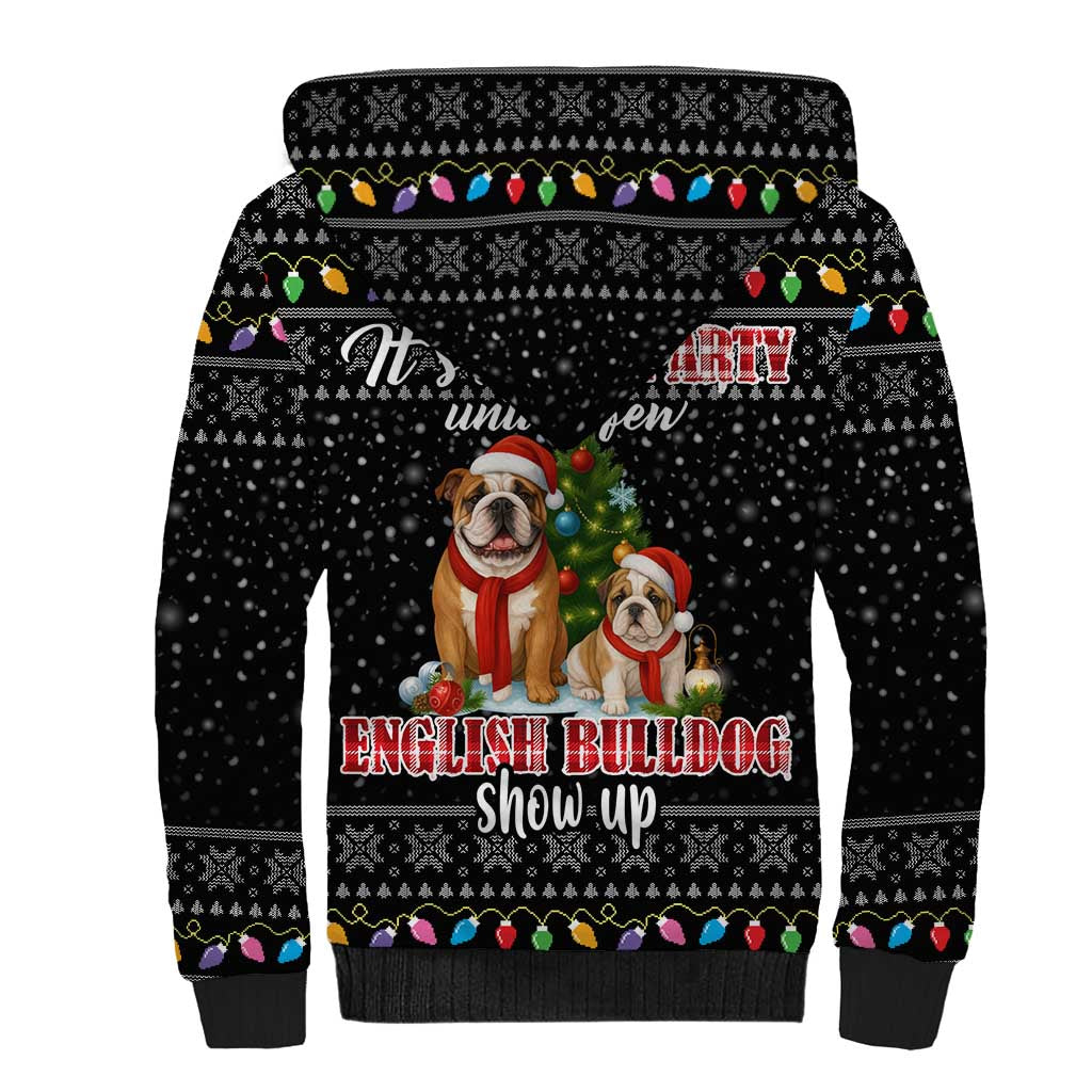 English Bulldog Show Up Christmas Sherpa Hoodie Funny Xmas Holiday Patterns - Wonder Print Shop