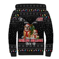 English Bulldog Show Up Christmas Sherpa Hoodie Funny Xmas Holiday Patterns - Wonder Print Shop