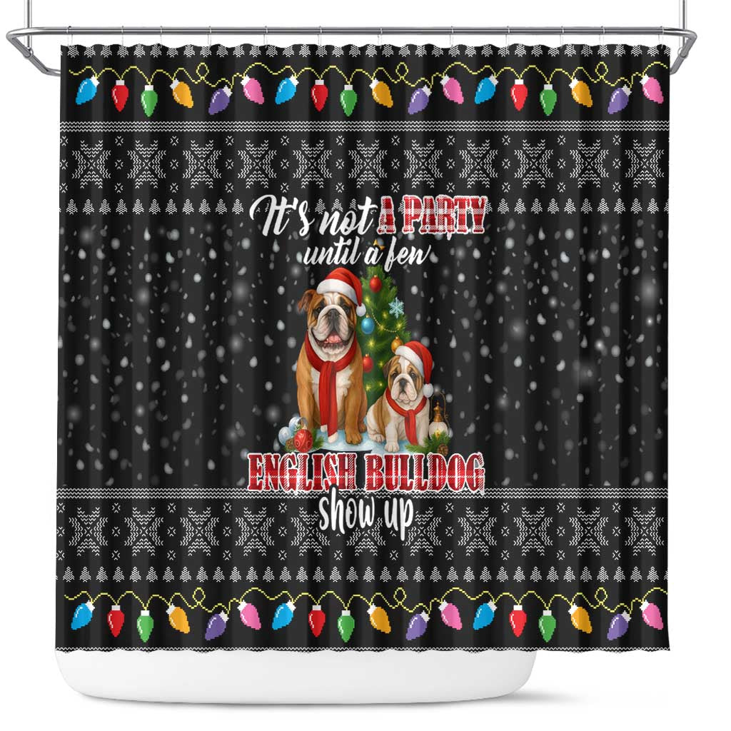 English Bulldog Show Up Christmas Shower Curtain Funny Xmas Holiday Patterns - Wonder Print Shop