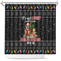English Bulldog Show Up Christmas Shower Curtain Funny Xmas Holiday Patterns - Wonder Print Shop