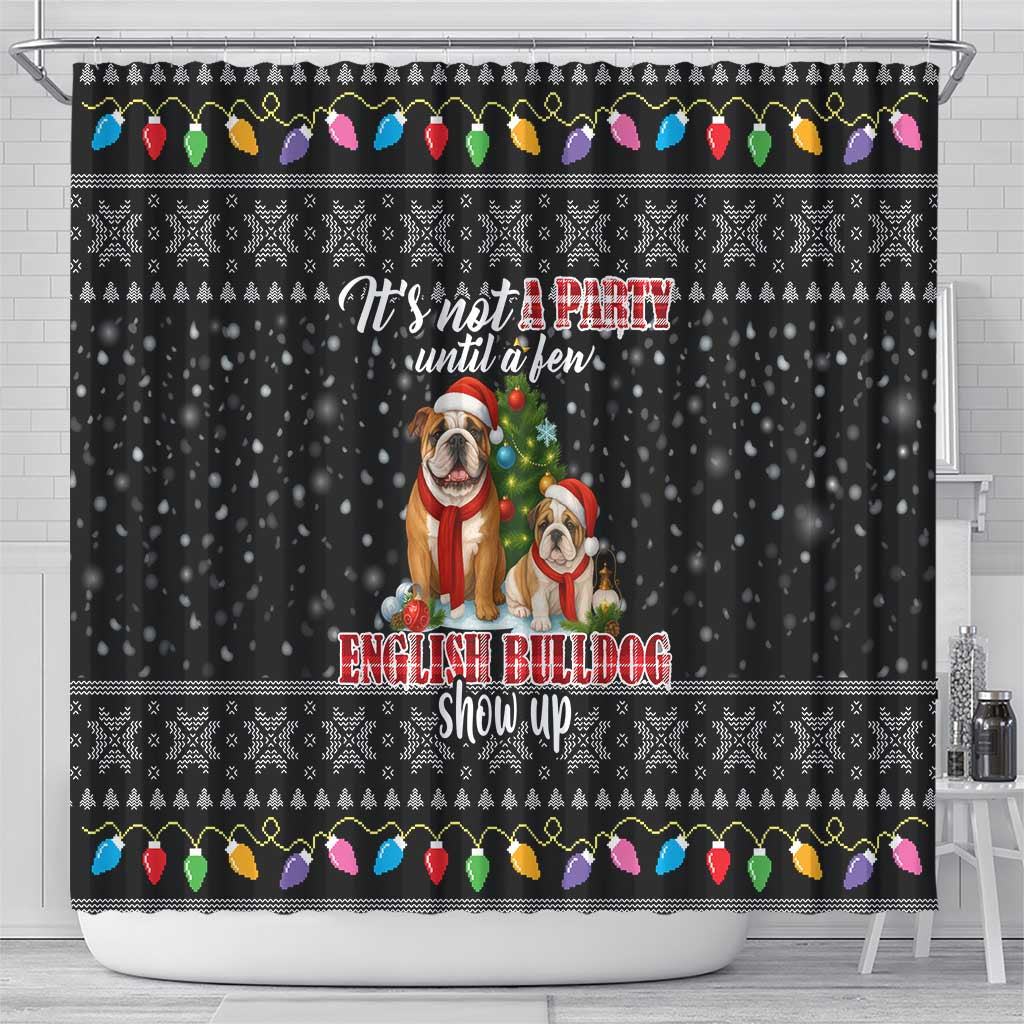 English Bulldog Show Up Christmas Shower Curtain Funny Xmas Holiday Patterns - Wonder Print Shop