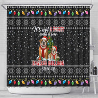 English Bulldog Show Up Christmas Shower Curtain Funny Xmas Holiday Patterns - Wonder Print Shop
