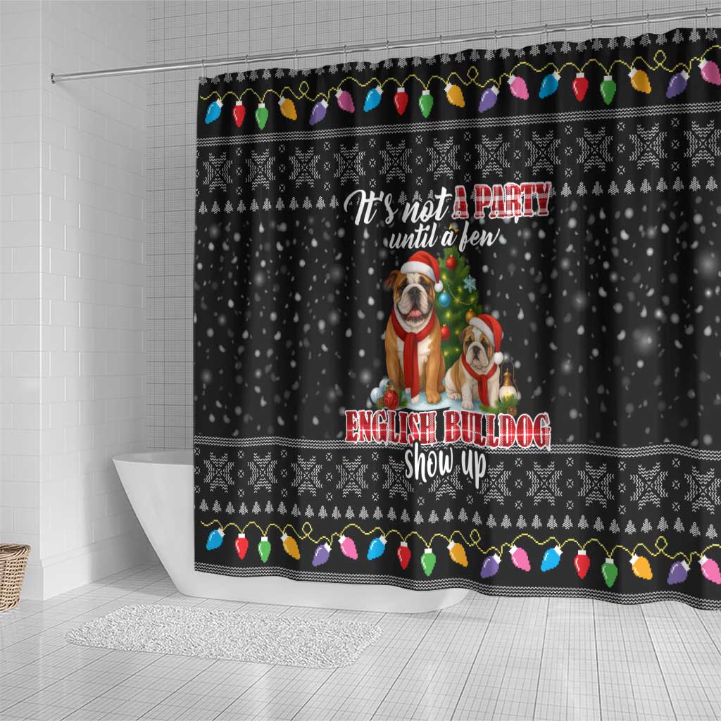 English Bulldog Show Up Christmas Shower Curtain Funny Xmas Holiday Patterns - Wonder Print Shop