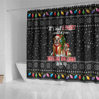 English Bulldog Show Up Christmas Shower Curtain Funny Xmas Holiday Patterns - Wonder Print Shop