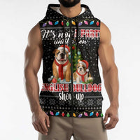 English Bulldog Show Up Christmas Sleeveless Zip Hoodie Funny Xmas Holiday Patterns - Wonder Print Shop