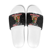 English Bulldog Show Up Christmas Slide Sandals Funny Xmas Holiday Patterns - Wonder Print Shop