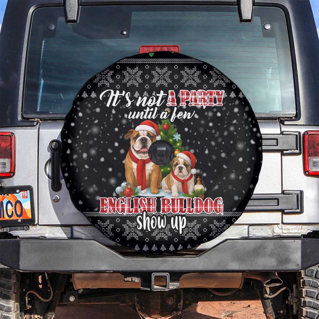 English Bulldog Show Up Christmas Spare Tire Cover Funny Xmas Holiday Patterns - Wonder Print Shop